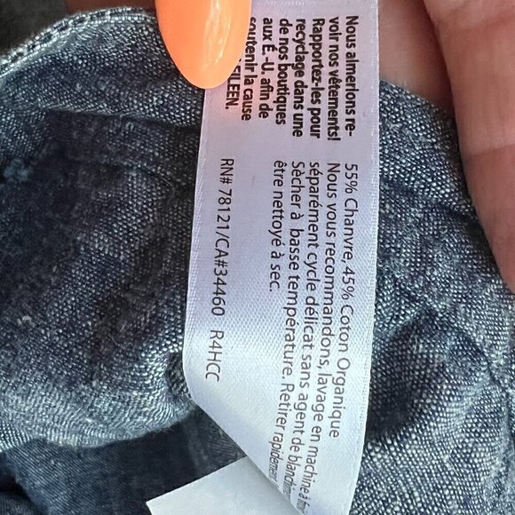 Eileen Fisher Blue Chambray Skirt w/Pockets Banded Pleated Waist Round Hem Sz P - Picture 6 of 7